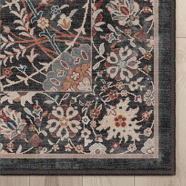 Ervin Liana Vintage Oriental Charcoal Gray Flat-Weave Rug