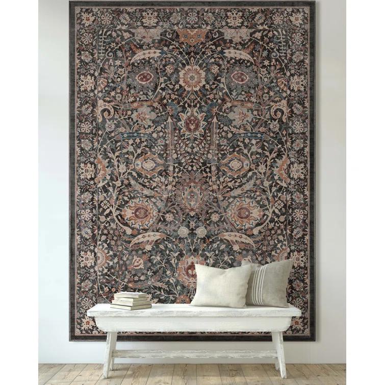 Ervin Liana Vintage Oriental Charcoal Gray Flat-Weave Rug