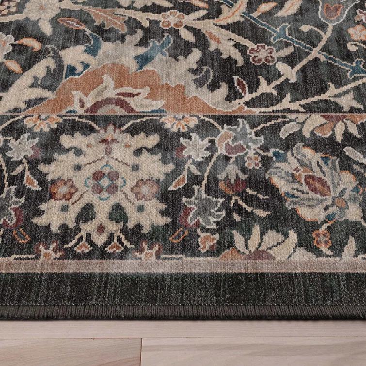 Ervin Liana Vintage Oriental Charcoal Gray Flat-Weave Rug