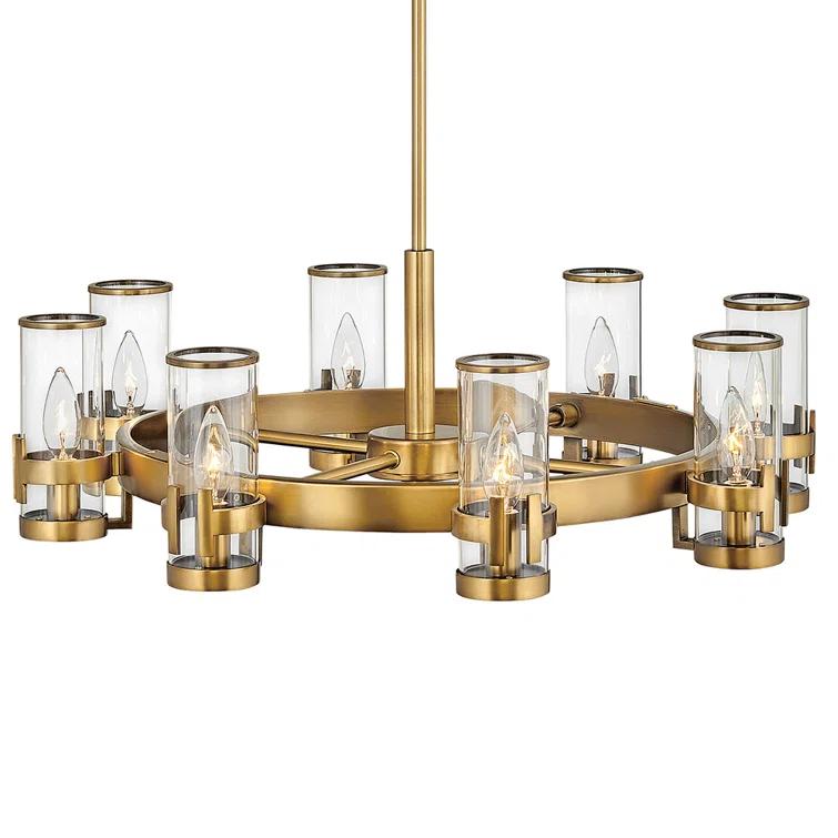 Kameliya 8 - Light Fabric Dimmable Wagon Wheel Chandelier