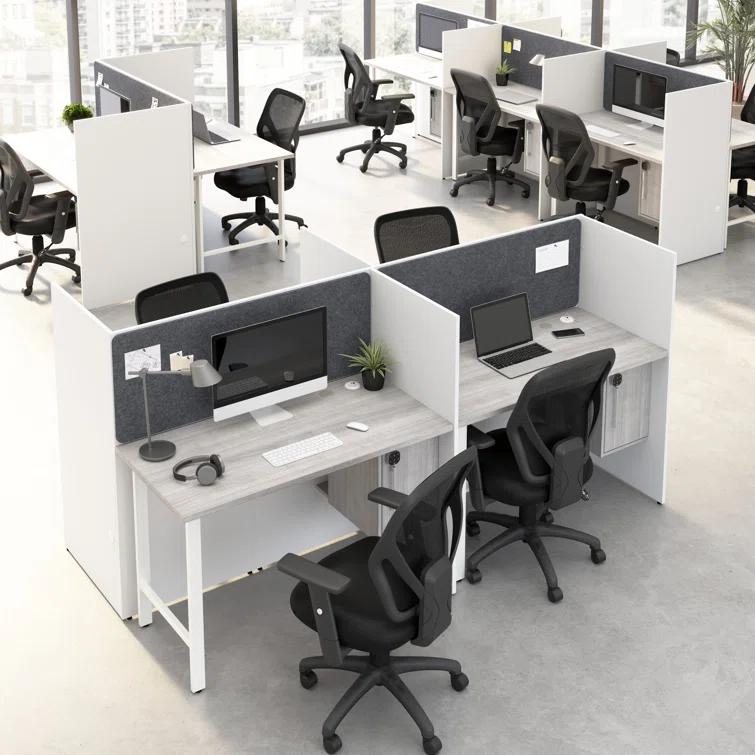 Bush Business Furniture Hustle 2 Person Office Cubicle Desk With Storage And Tackboard