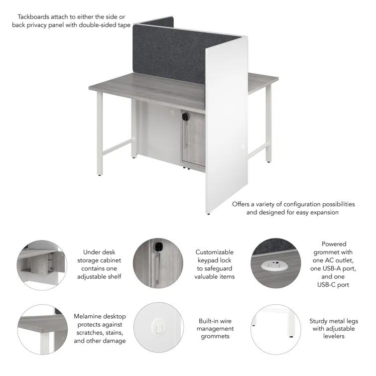 Bush Business Furniture Hustle 2 Person Office Cubicle Desk With Storage And Tackboard