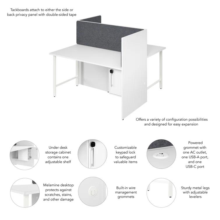 Bush Business Furniture Hustle 2 Person Office Cubicle Desk With Storage And Tackboard