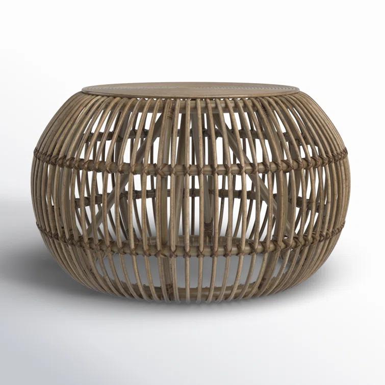 Curry Rattan Drum Coffee Table