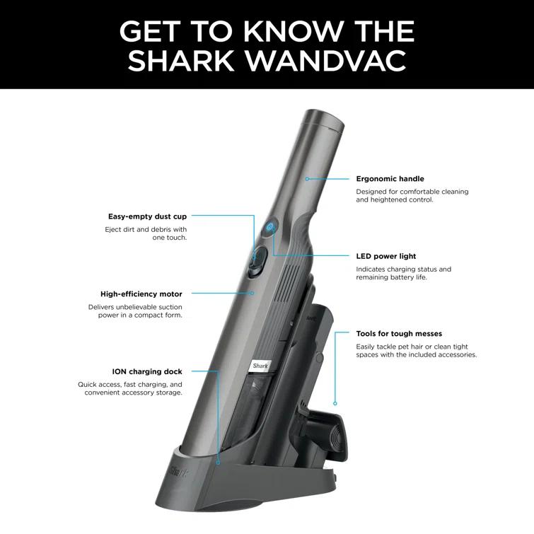 Shark lon WANDVAC System Ultra-Lightweight Powerful Cordless Stick Vacuum with Charging Dock