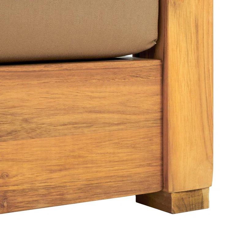 SAFAVIEH OUTDOOR COUTURE Montford 2-Seat Bench Natural Teak / Beige