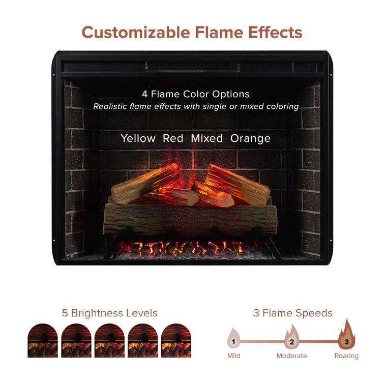 Uptown 33" Infrared Electric Fireplace Insert Heater with Trim Kit, Compatible with Alexa & Google, Remote Control