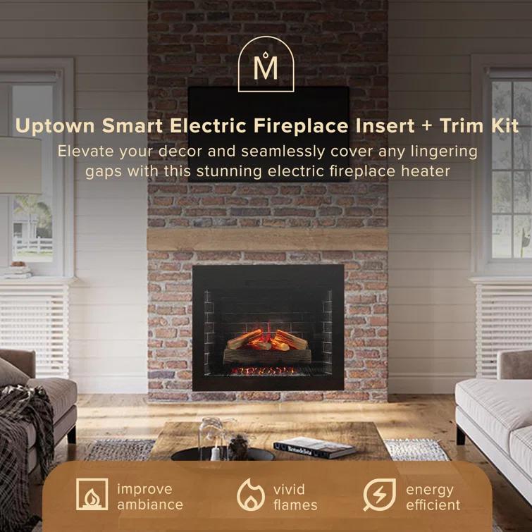 Uptown 33" Infrared Electric Fireplace Insert Heater with Trim Kit, Compatible with Alexa & Google, Remote Control