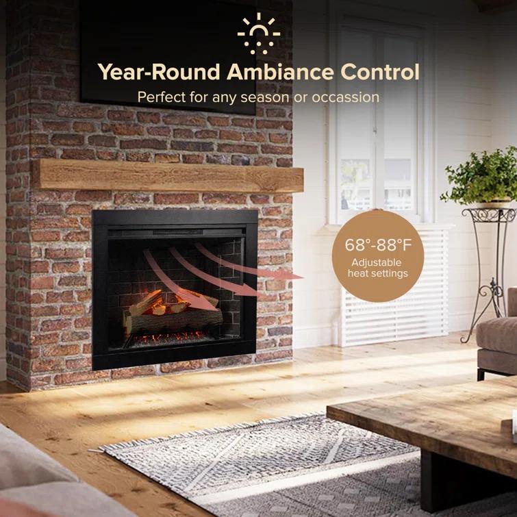 Uptown 33" Infrared Electric Fireplace Insert Heater with Trim Kit, Compatible with Alexa & Google, Remote Control