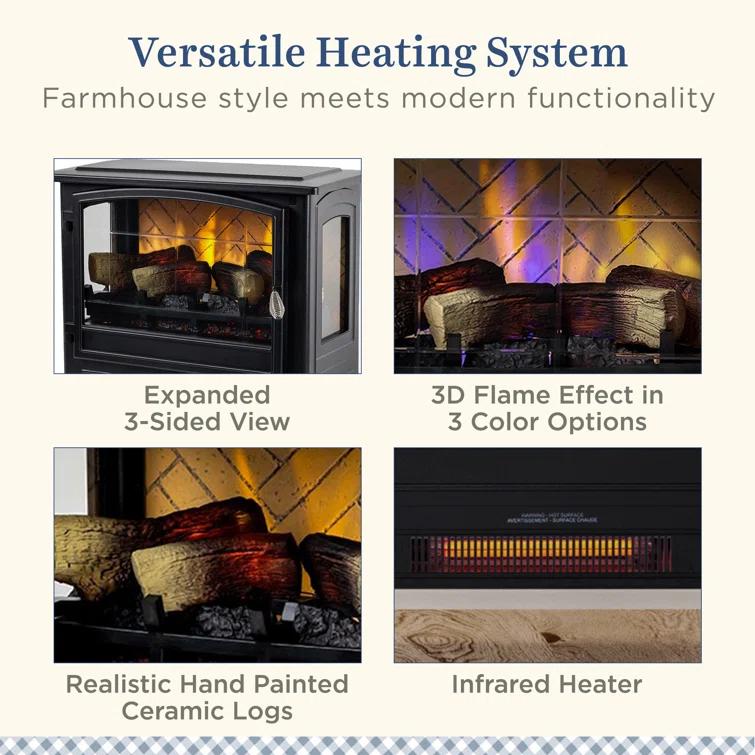 Country Living Smart Infrared Electric Fireplace Stove Heater, Alexa and Google Home Compatible
