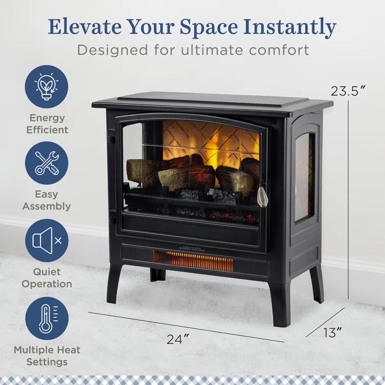 Country Living Smart Infrared Electric Fireplace Stove Heater, Alexa and Google Home Compatible