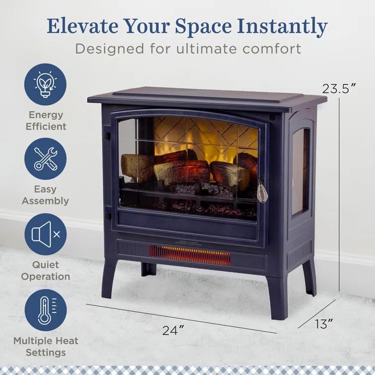 Country Living Smart Infrared Electric Fireplace Stove Heater, Alexa and Google Home Compatible