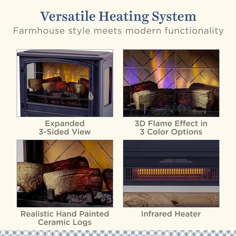 Country Living Smart Infrared Electric Fireplace Stove Heater, Alexa and Google Home Compatible
