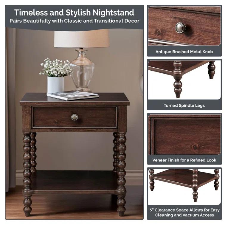 Beckett One Drawer Solid Wood Nightstand