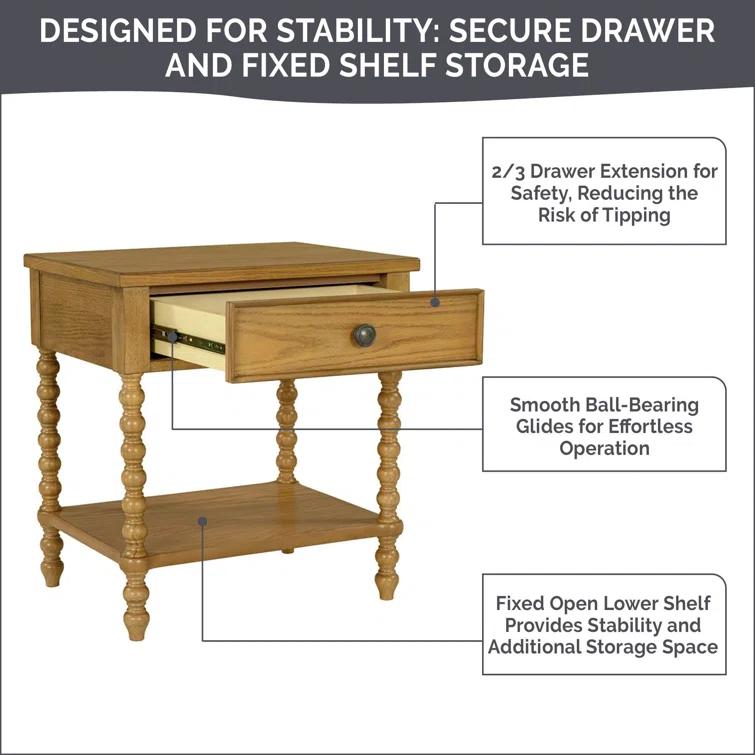 Beckett One Drawer Solid Wood Nightstand