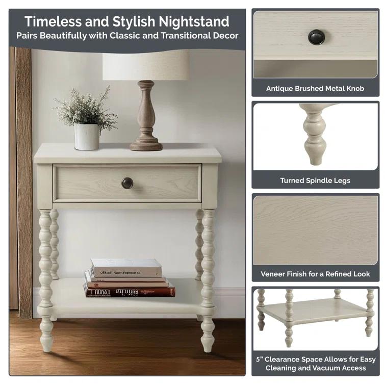 Beckett One Drawer Solid Wood Nightstand