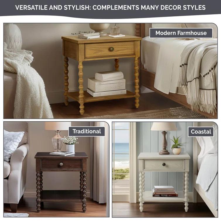 Beckett One Drawer Solid Wood Nightstand
