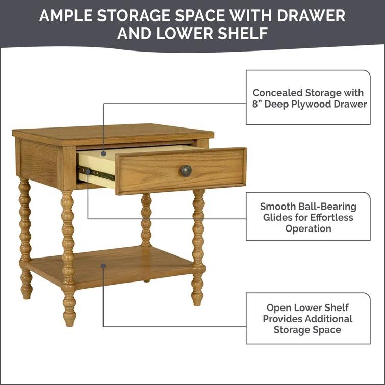 Beckett One Drawer Solid Wood Nightstand