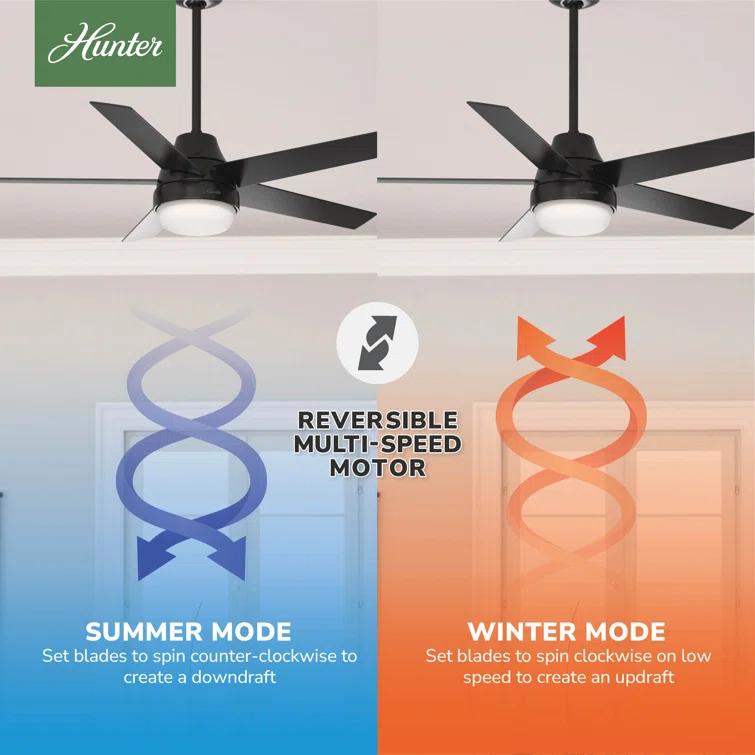 52" Aerodyne 5 - Blade Smart Standard Ceiling Fan with Lights and Remote
