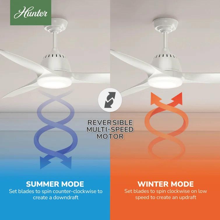 Casablanca Fan 52" Wisp 3 - Blade LED Standard Ceiling Fan with Remote Control and Light Kit Included