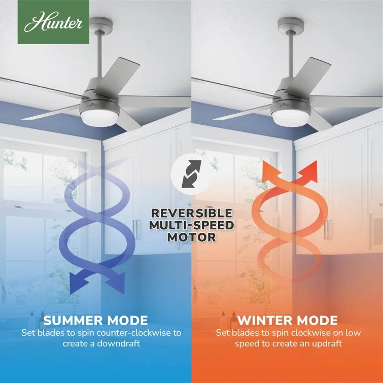 52" Aerodyne 5 - Blade Smart Standard Ceiling Fan with Lights and Remote