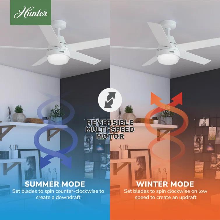 52" Aerodyne 5 - Blade Smart Standard Ceiling Fan with Lights and Remote