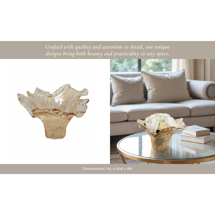 Handmade Amber Glass Decorative Table Vase