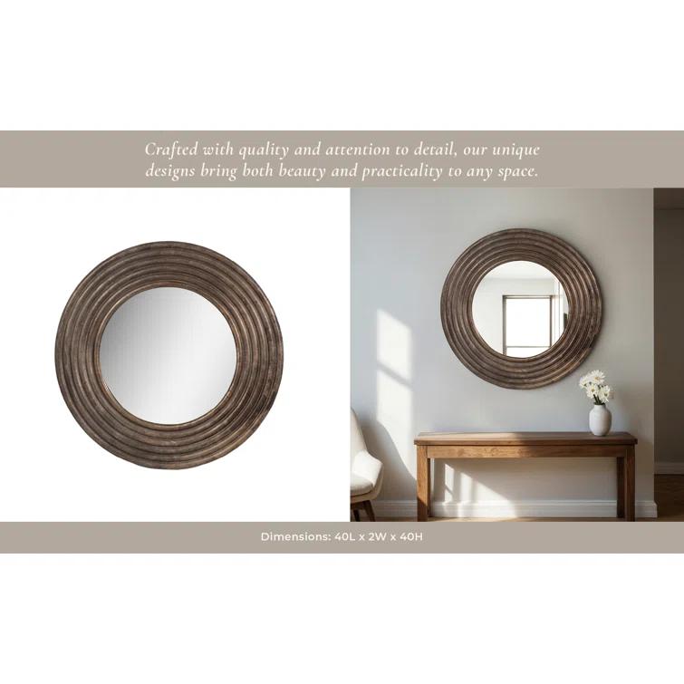 Round Bronze Metal Wall Mirror 40"