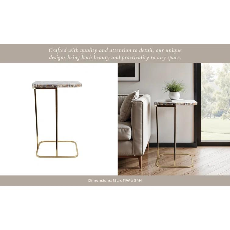 Sagebrook Home 24X15" Agate Top C-Table, White/Gold & Reviews | Perigold