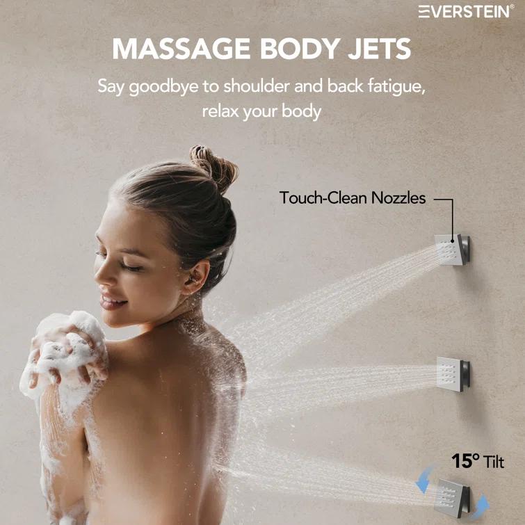 Thermostatic Shower Faucet System,12" & 6" Dual Shower Head with Rough-In Valve