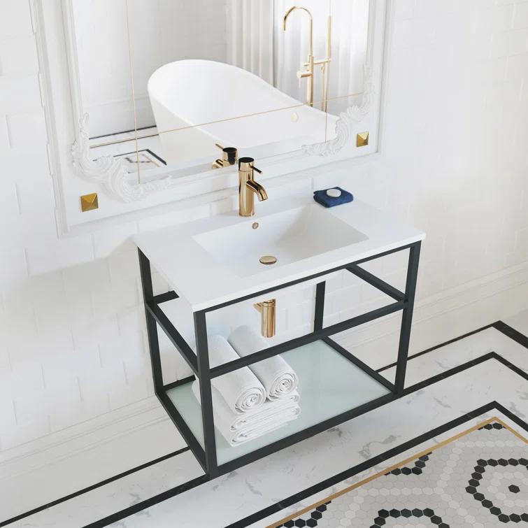 Pierre 30 Single, Open Shelf, Metal Frame Bathroom Vanity