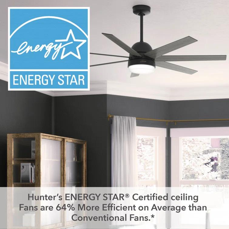 60" Phenomenon 7 - Blade Smart Standard Ceiling Fan with Wall Control and Light Kit Included