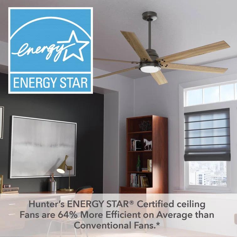 Gravity 6 - Blade Ceiling Fan with LED Light Kit and Handheld Remote and Wifi Smart Fan