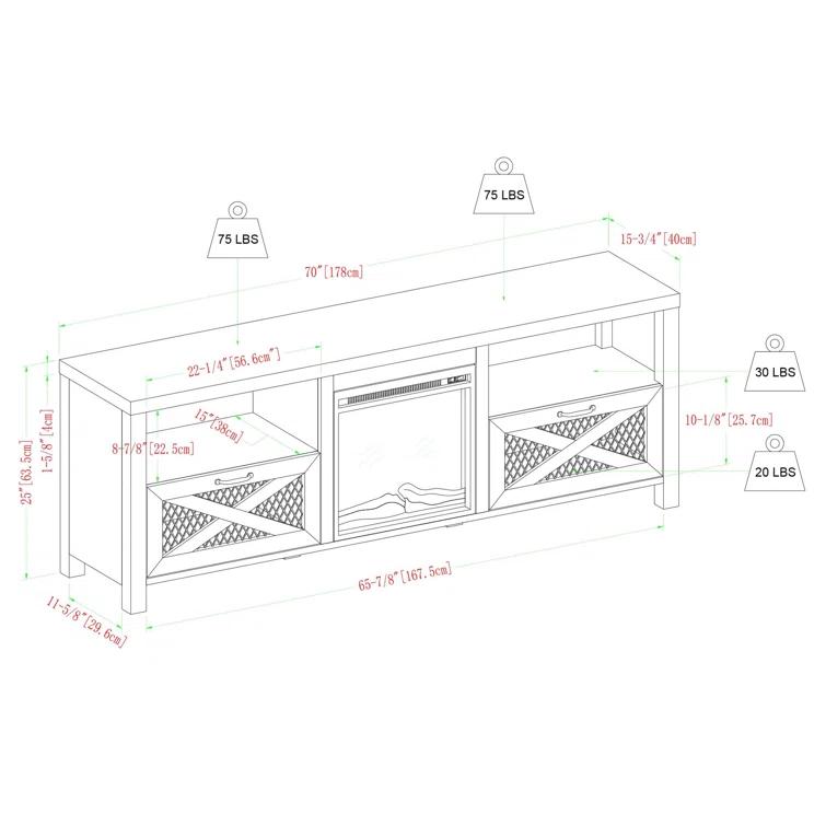 Tansey 70" Media Console with Electric Fireplace
