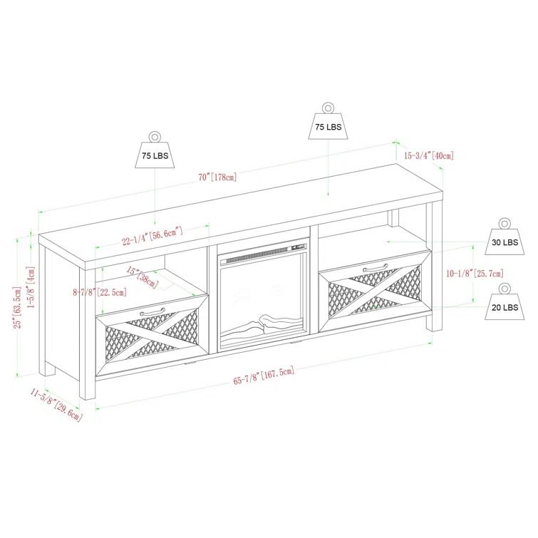 Tansey 70" Media Console with Electric Fireplace