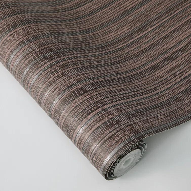 Tempaper Textured Faux Grasscloth Brown & Metallic Silver Peel and Stick Wallpaper, 20.5" x 16.5'