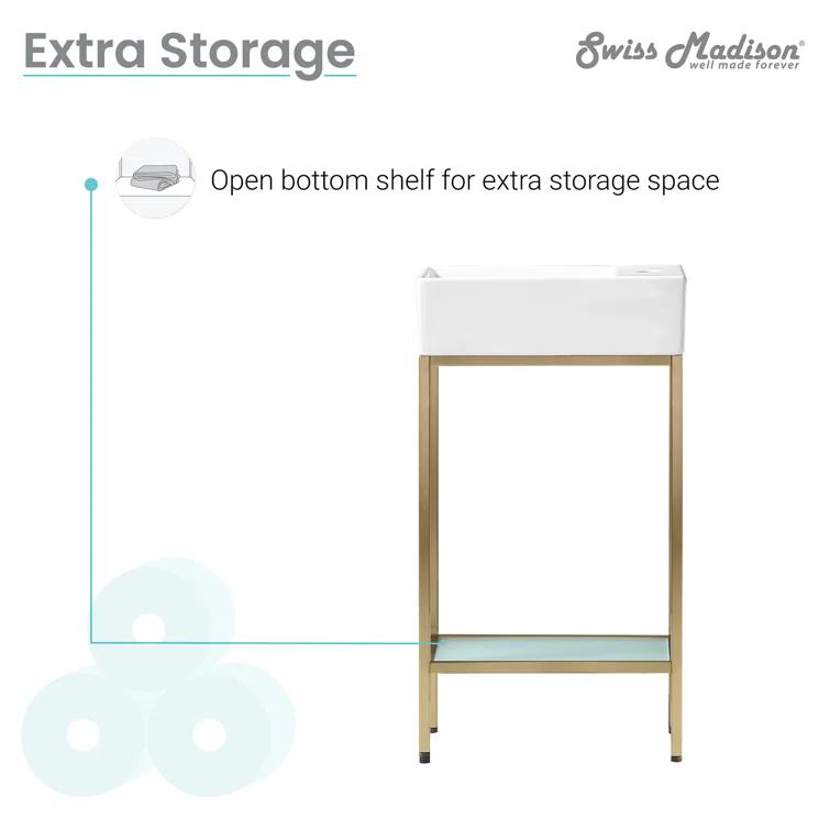 Pierre 19.5 Single, Freestanding, Open Shelf, Frame Bathroom Vanity