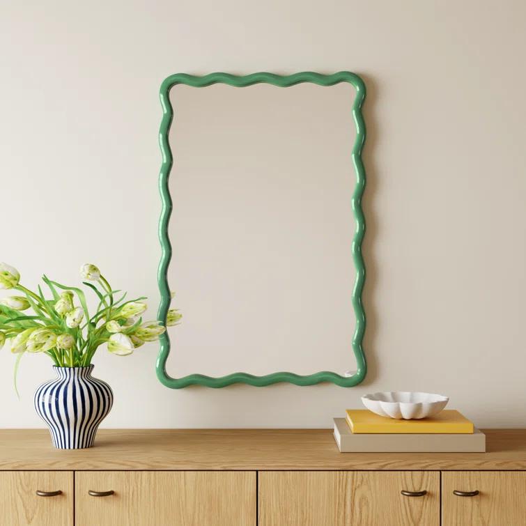 Allurine Solid Wood Wavy Wall Mirror