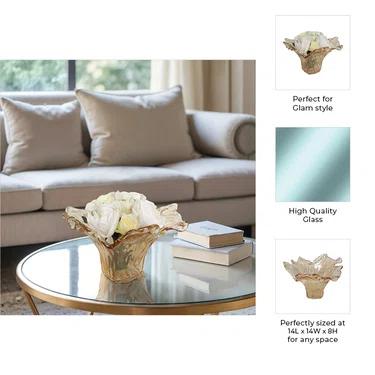 Handmade Amber Glass Decorative Table Vase