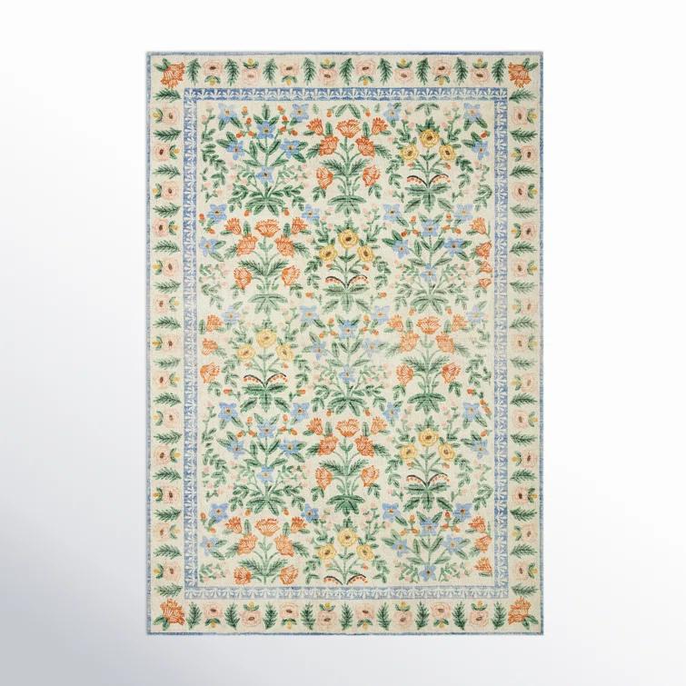 Rifle Paper Co. x Loloi Eden Mughal Garden Cream Rug feat CloudPile