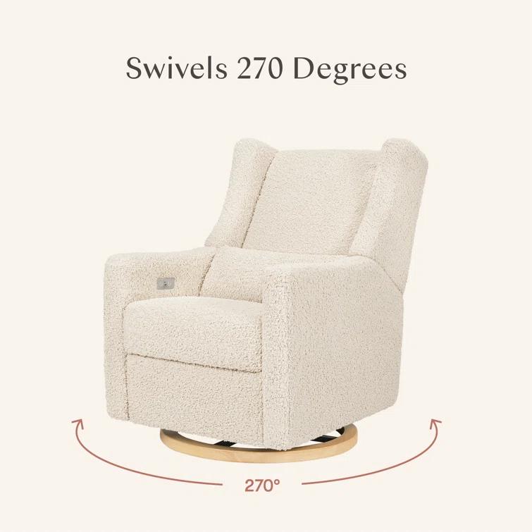 Babyletto Kiwi Almond Teddy Loop Nursery Power Glider Recliner Chair with Light Wood Base