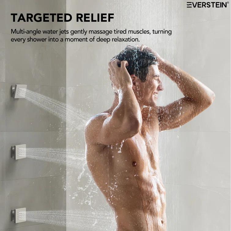 Thermostatic Shower Faucet System,12" & 6" Dual Shower Head with Rough-In Valve