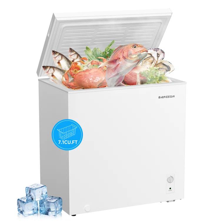 BANGSON 7.0 Cu.Ft Chest Freezer, Deep Freezer with Adjustable Thermostat, Top Open Door Freezer with Removable Basket