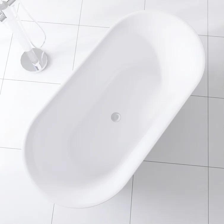 Staykiwi 67'' x 29'' Freestanding Soaking Plastic / Acrylic Bathtub JJCS04BT-67