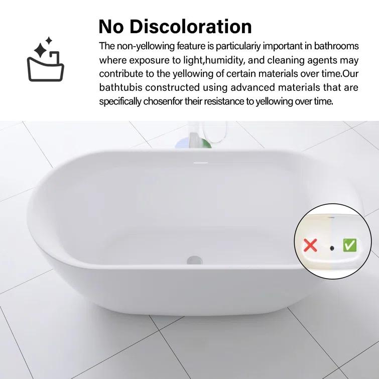 Staykiwi 67'' x 29'' Freestanding Soaking Plastic / Acrylic Bathtub JJCS04BT-67