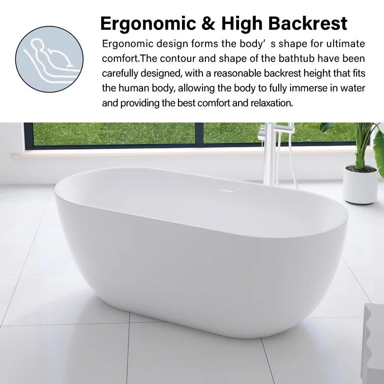 Staykiwi 67'' x 29'' Freestanding Soaking Plastic / Acrylic Bathtub JJCS04BT-67