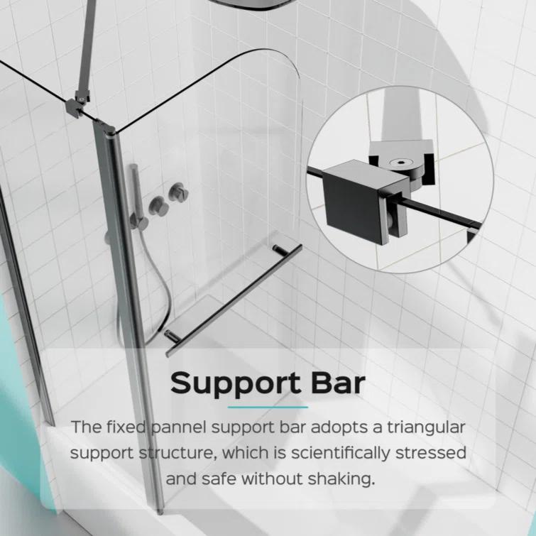KUNMINGZHUHE 43 In. W * 58 In. H Frameless Folding Shower Doors For Bathtub, 1/4" (6Mm) Thick SGCC Tempered Glass Door, Bathroom Pivot Tub Glass Door ZH2745-W1552P173134
