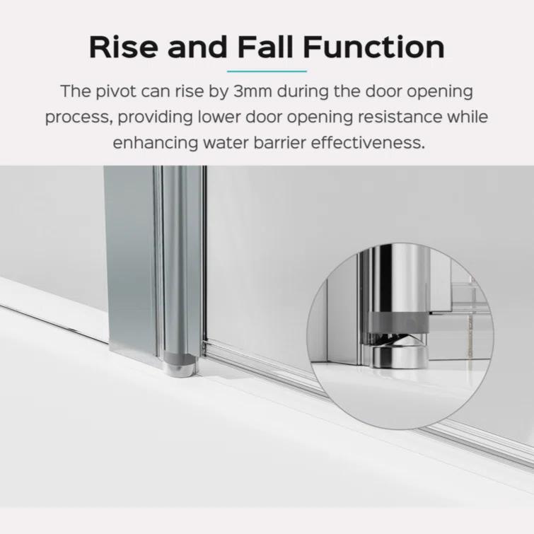Tryimagine 43 In. W * 58 In. H Frameless Folding Shower Doors For Bathtub, 1/4" (6Mm) Thick SGCC Tempered Glass Door, Bathroom Pivot Tub Glass Door CCNPPcc-W1552P173133