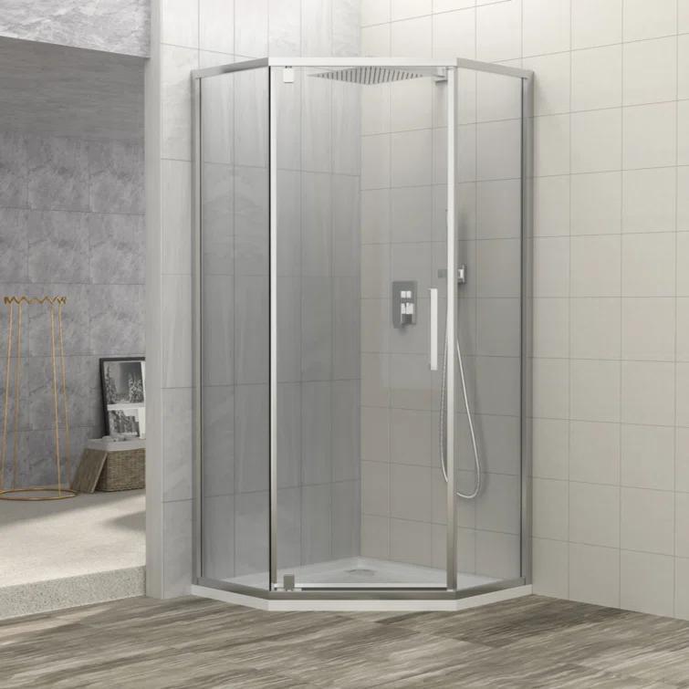 Shower Door 34-1/8" X 72" Semi-Frameless Neo-Angle Hinged Shower Enclosure