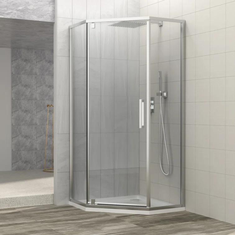Shower Door 34-1/8" X 72" Semi-Frameless Neo-Angle Hinged Shower Enclosure
